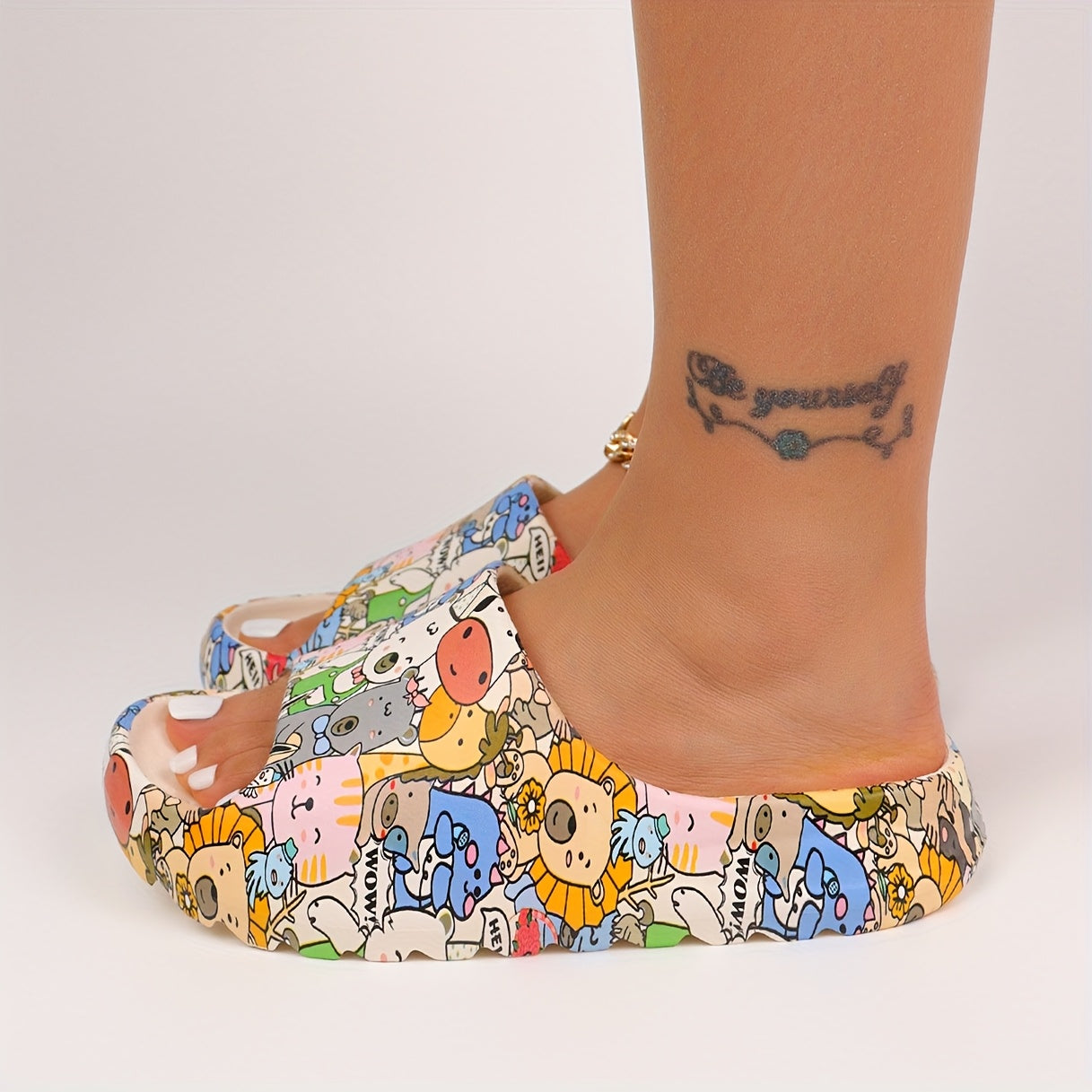 Women's Cartoon Animal Print Slides Soft EVA Cushioned Summer Comfort