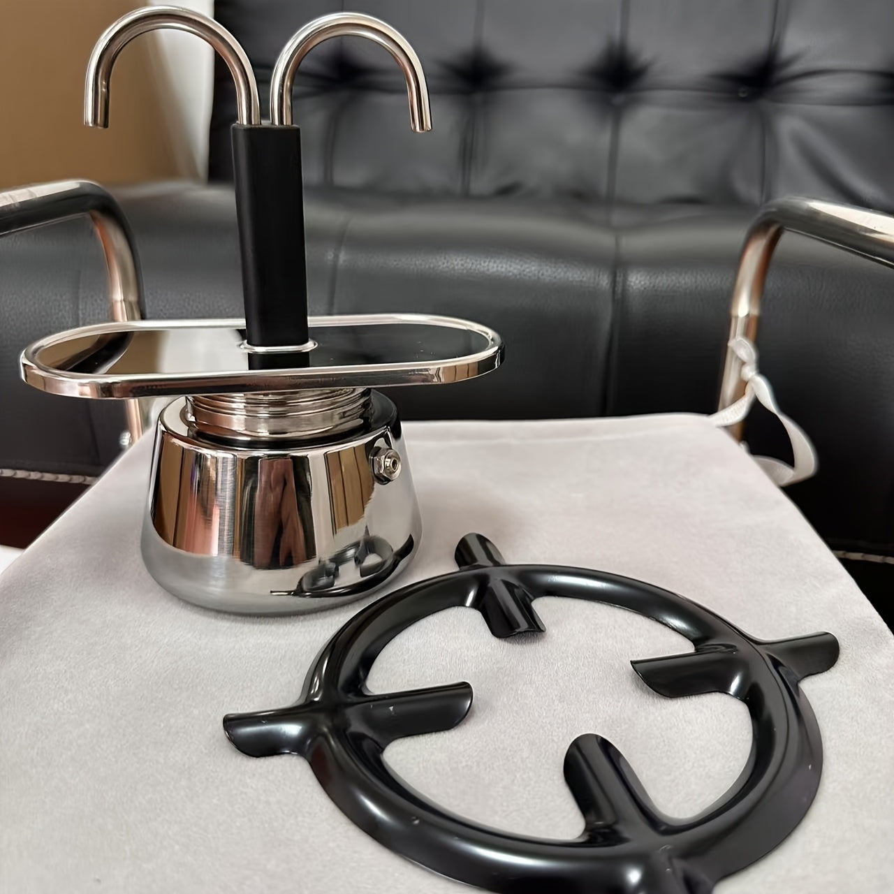 Stainless Steel Mocha Coffee Pot 100ml Dual-Barrel Espresso Cappuccino Latte