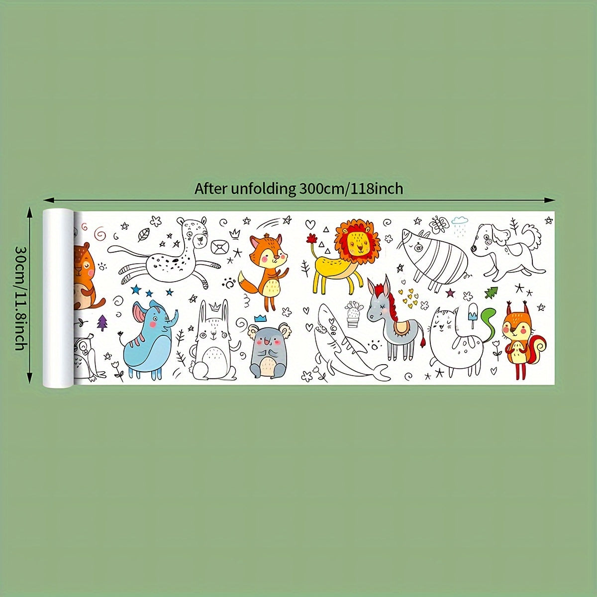 300CM Art Paper Roll for Kids Ages 3+ Watercolor Compatible Creative Doodle and Painting