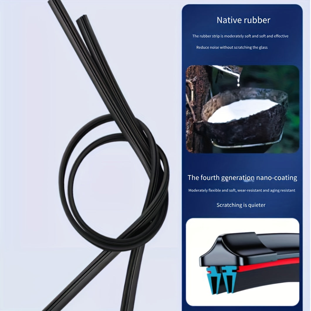 Limpiaparabrisas de coche premium con gancho en forma de U, 4 tiras de goma, silencioso y duradero