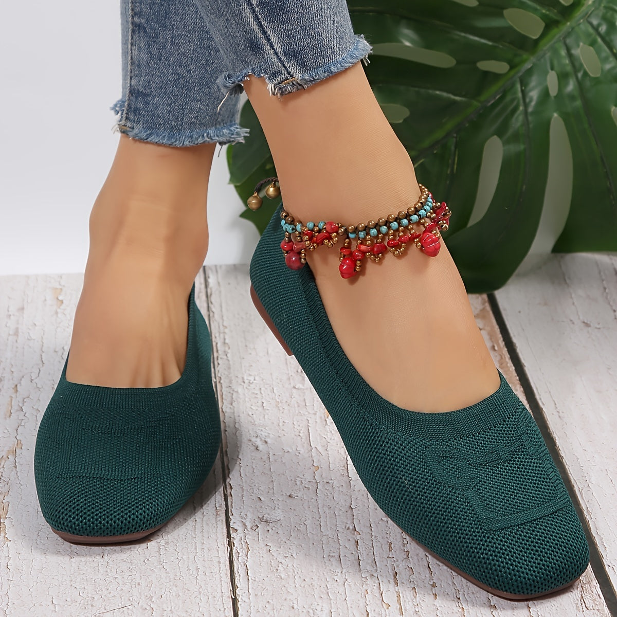 Women's Casual Slip-On Flats Lightweight Breathable TPR Sole