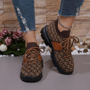 Women's Knit Pattern Sneakers Lightweight Casual Walking Shoes Plus Size