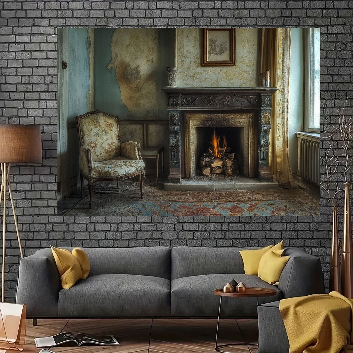 Durable Vertical PET Fireplace Backdrop Oblong Shape for Birthdays and Holidays