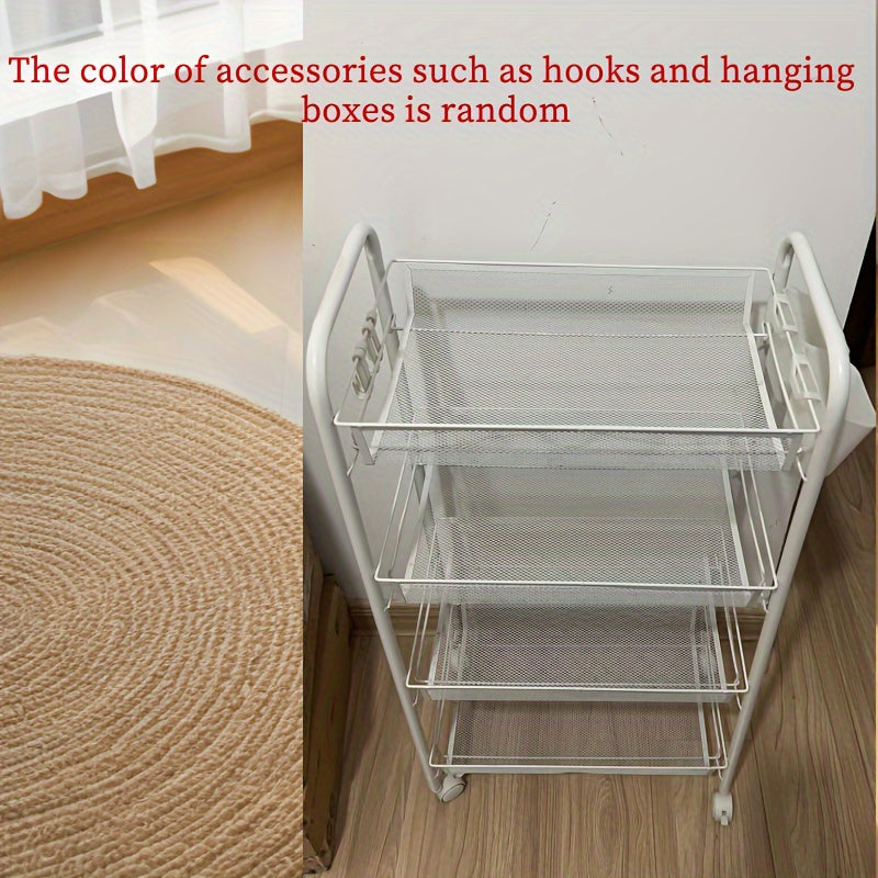 Compact Rolling Storage Cart with Multiple Layers for Bathroom Kitchen Bedroom
