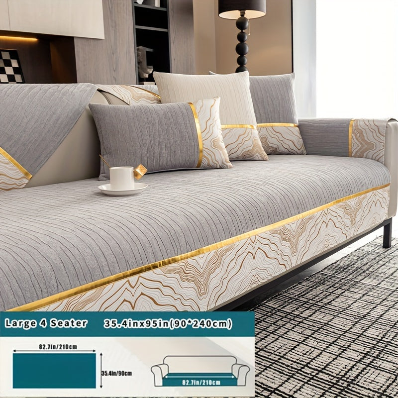 Chenille Sofa Cover for All Seasons Pet-Friendly Non-Slip Fits 1-4 Seater L-Shaped Contemporary