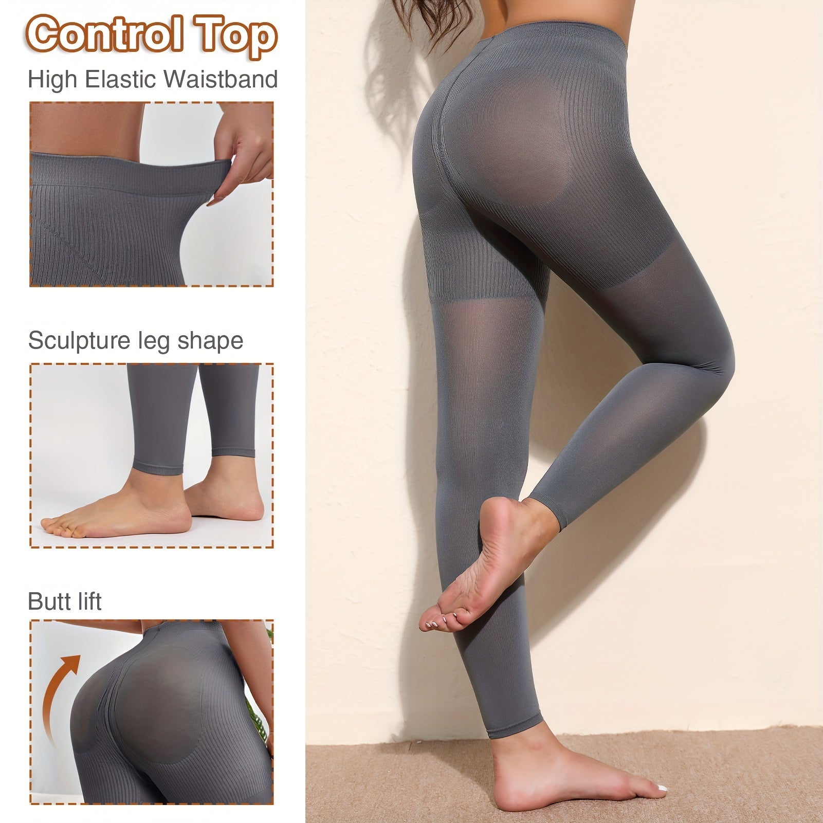 Graduated Compression Tights for Women and Men 15-20 mmHg High Waist Butt Lift Waist Control Nylon Spandex