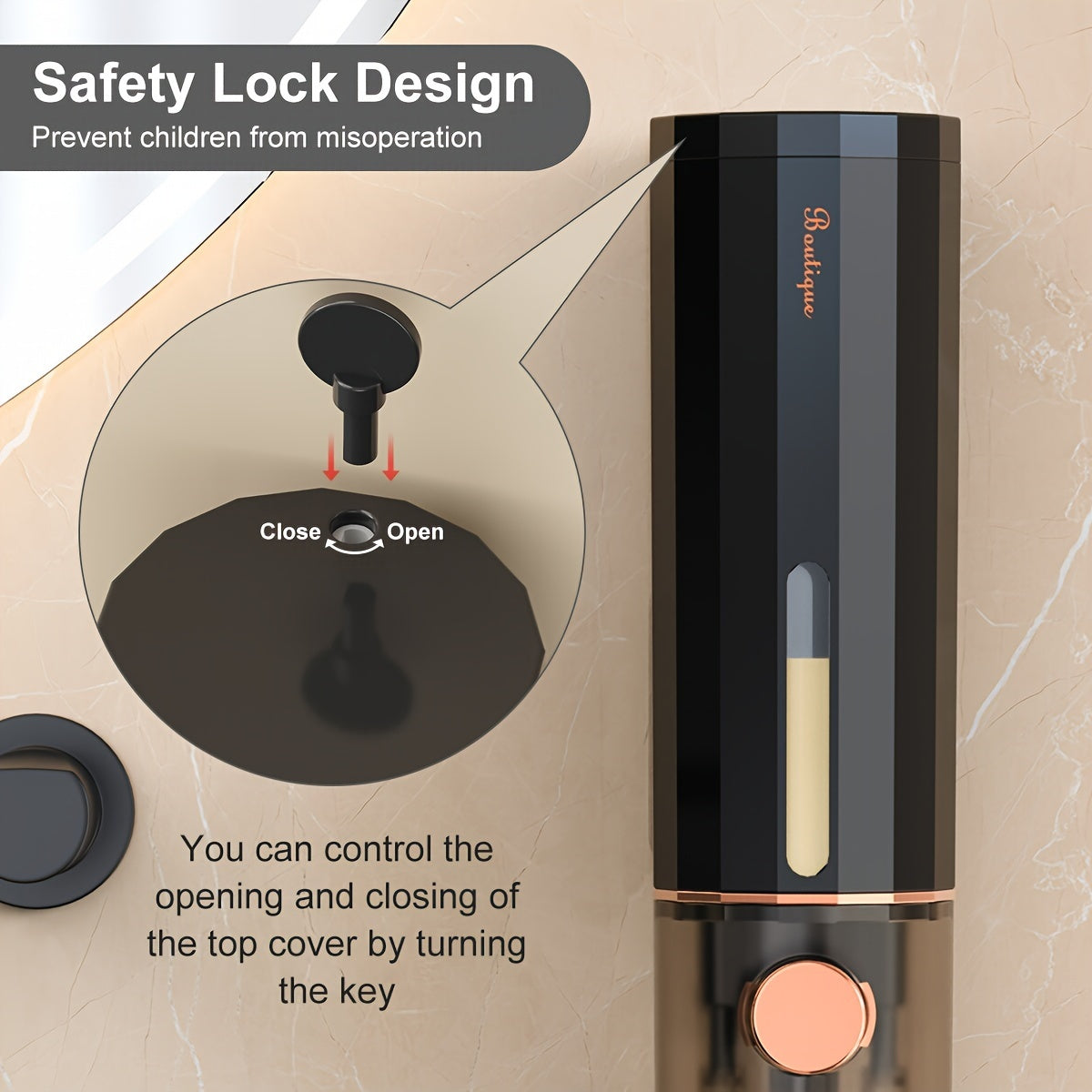 Dispensador de jabón de plástico para pared de 450ML, sin taladro, con diseño que ahorra espacio