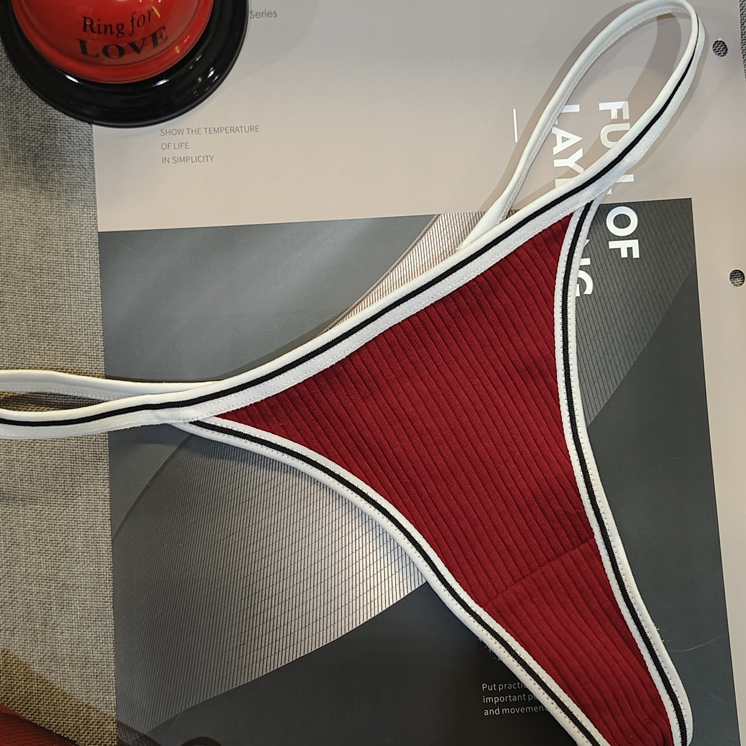 Women's Low Waist Thongs with Colorblock Stripe Print Lingerie