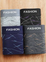 Men's Boxer Shorts Geometric Pattern Polyester Spandex Loose Fit Casual