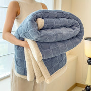 Double-Layer Taffeta Knitted Throw Blanket Cozy Warm Soft All-Season Bed Couch Travel