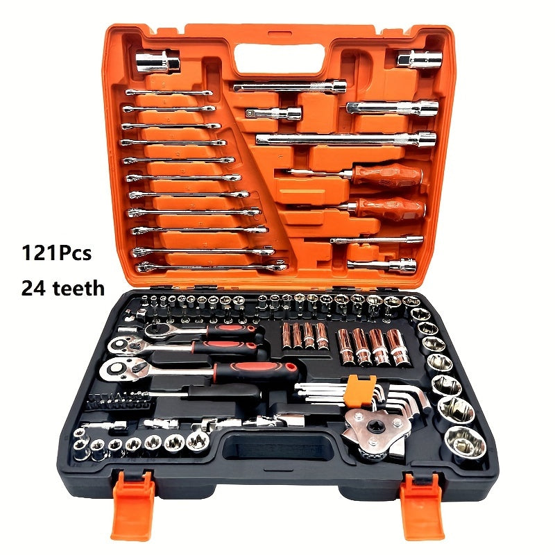 Stainless Steel Automotive Repair Tool Kit with Quick Ratchet Wrenches for Motorcycle and Bicycle Maintenance 53/82/121/151 Pieces