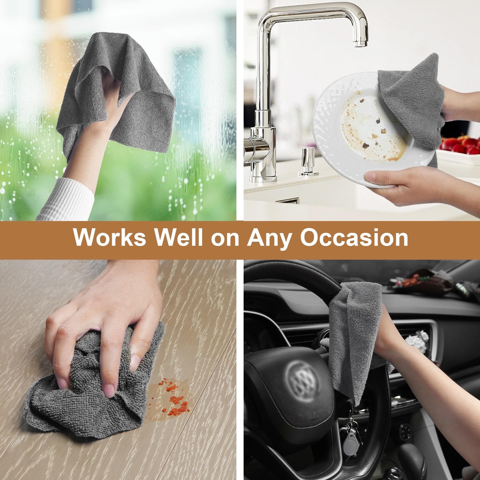 Roll of 80 Microfiber Cleaning Cloths, 29cm Absorbent Lint-Free Towels