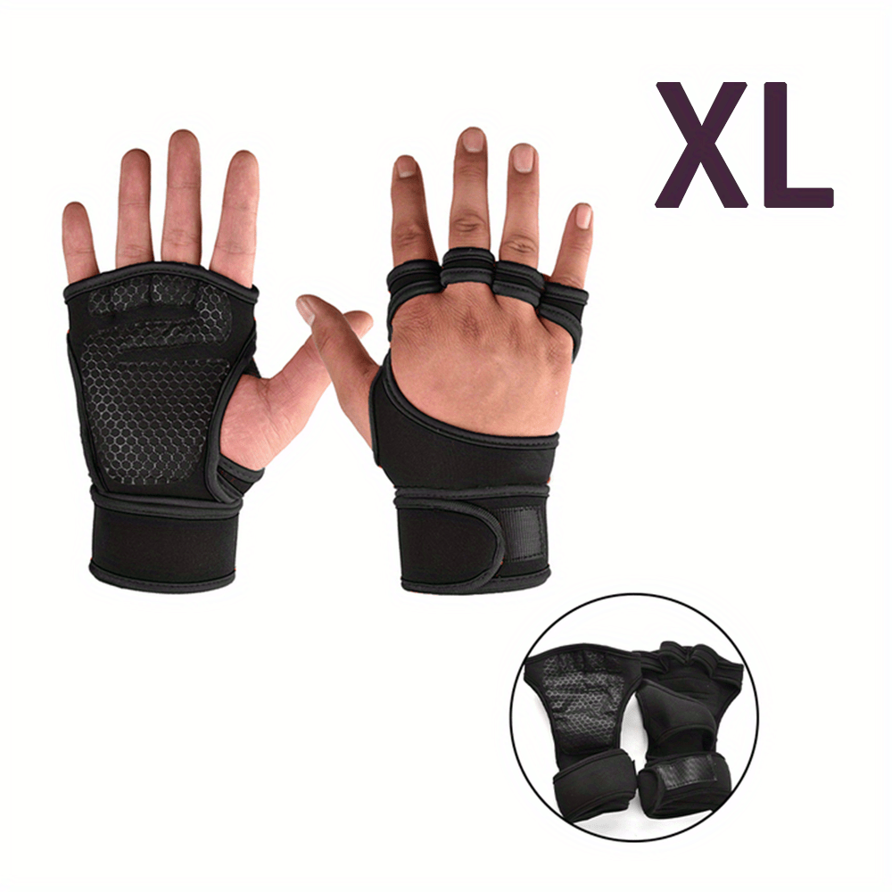 Half Finger Gym Gloves with Adjustable Wrist Support for Weightlifting and Pull-Ups