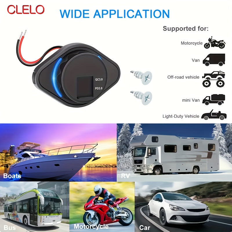 Car USB Power Socket Dual PD3.0 QC3.0 24W 12V 24V Type C Charger