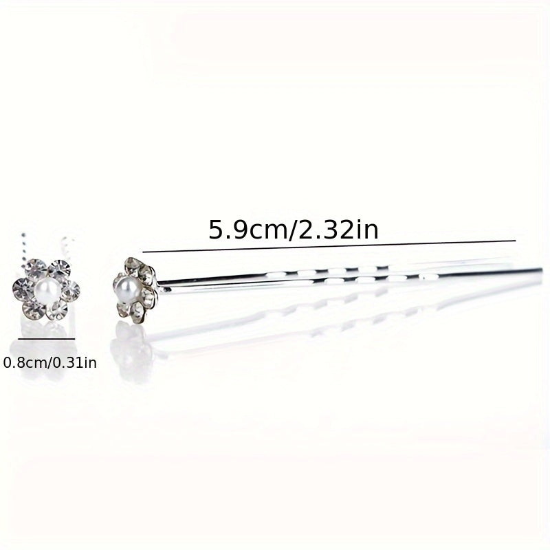 Toʻy soch uslublari uchun Kristal Marjonlar va Alloy Gul bilan 40 ta Toʻy Soch Pinlari