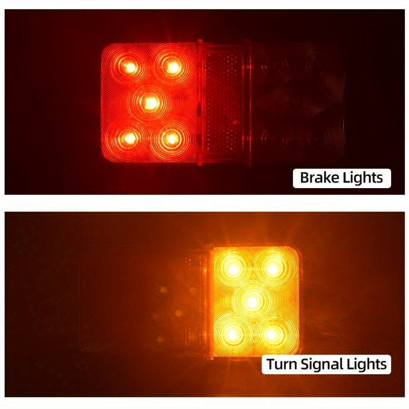 2pcs LED Tail Light Assemblies for Trucks Trailers RVs 12V Hardwired High Brightness