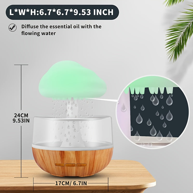 Creative Raindrop Humidifier with USB Battery and Rainbow Light Air Diffuser