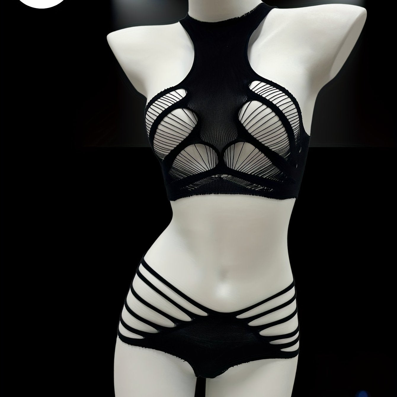 Women's Pink Hollow Fishnet Lingerie Set Sleeveless See Through for Party and Valentine's Day