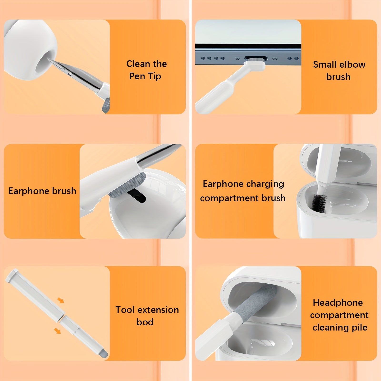 Multi-Function Keyboard Cleaning Kit for PC Laptop Phone Headphones Camera Airpods