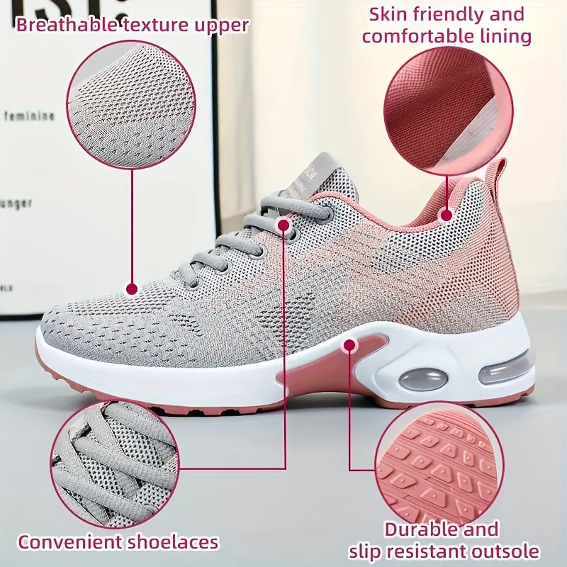 Zapatillas casuales de colorblock para mujer con cordones, ligeras, para caminar, talla grande