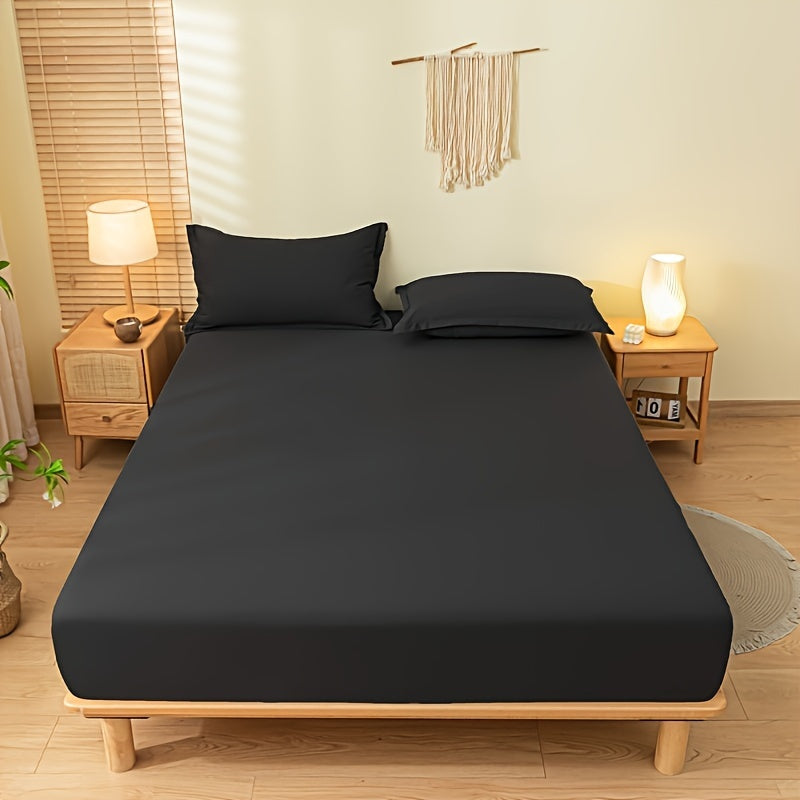 Set of 3 Breathable Cotton Bedding Set with Fitted Sheet and Pillowcases in Blue and Pink