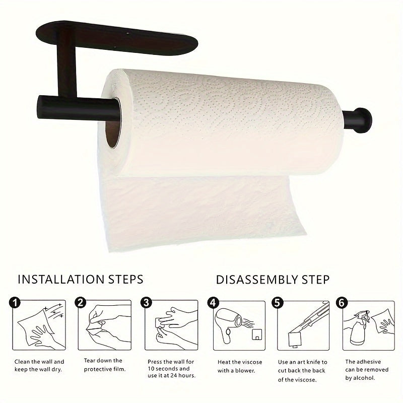 Modern No-Drill Paper Towel Rack Wall Mount Space-Saving Organizer