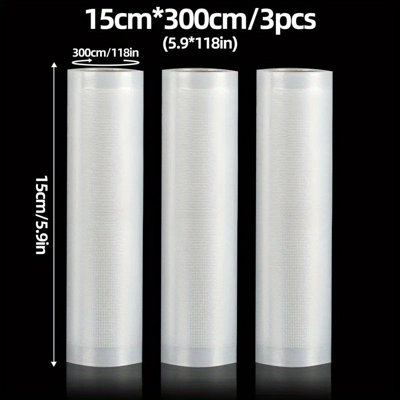 3 Rolls of 3m BPA-Free Vacuum Sealing Bags for Sous Vide and Food Storage
