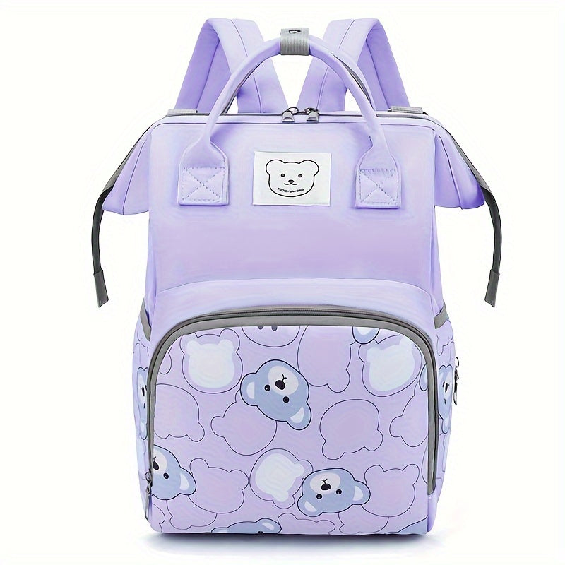 Lightweight Waterproof Baby Backpack with Bear Motif for Moms on the Go