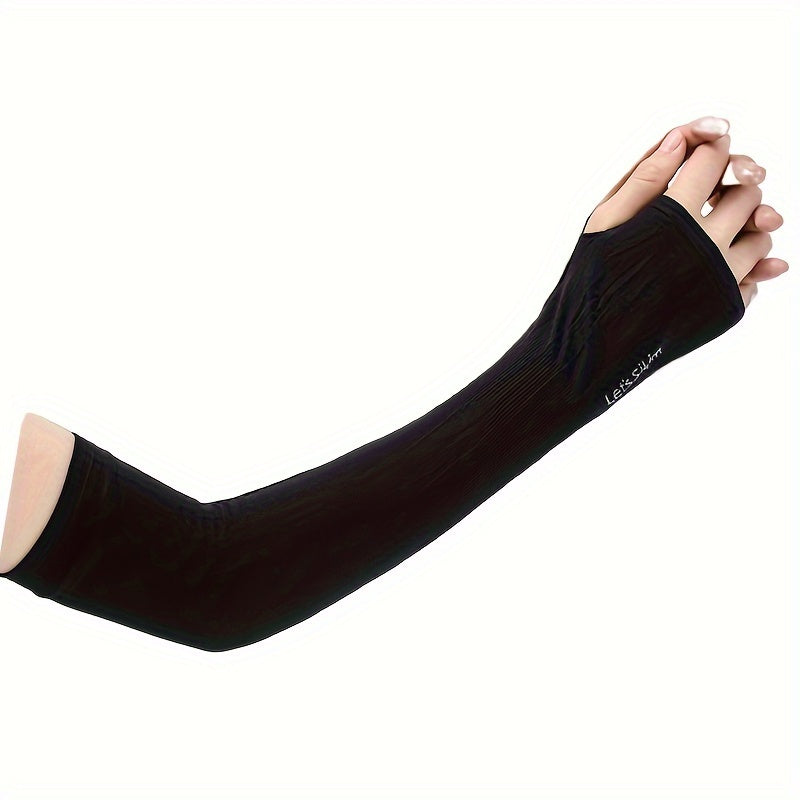 Mangas de protección solar de nylon para hombres y mujeres, cubre brazos con protección UV y dedos