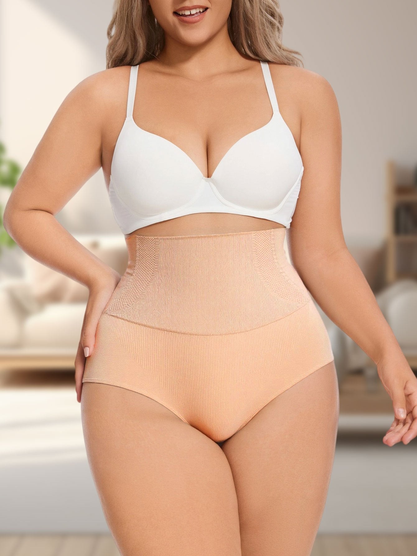 Women's Seamless High-Waisted Shapewear Briefs Breathable Leg Sculpting