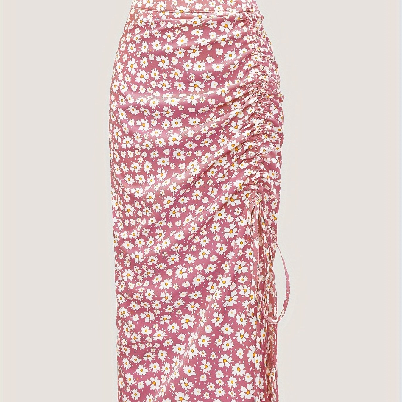 Юбка с цветочным принтом, с завязками и сборкой, юбка миди с высокой талией для весны и лета, женская одежда