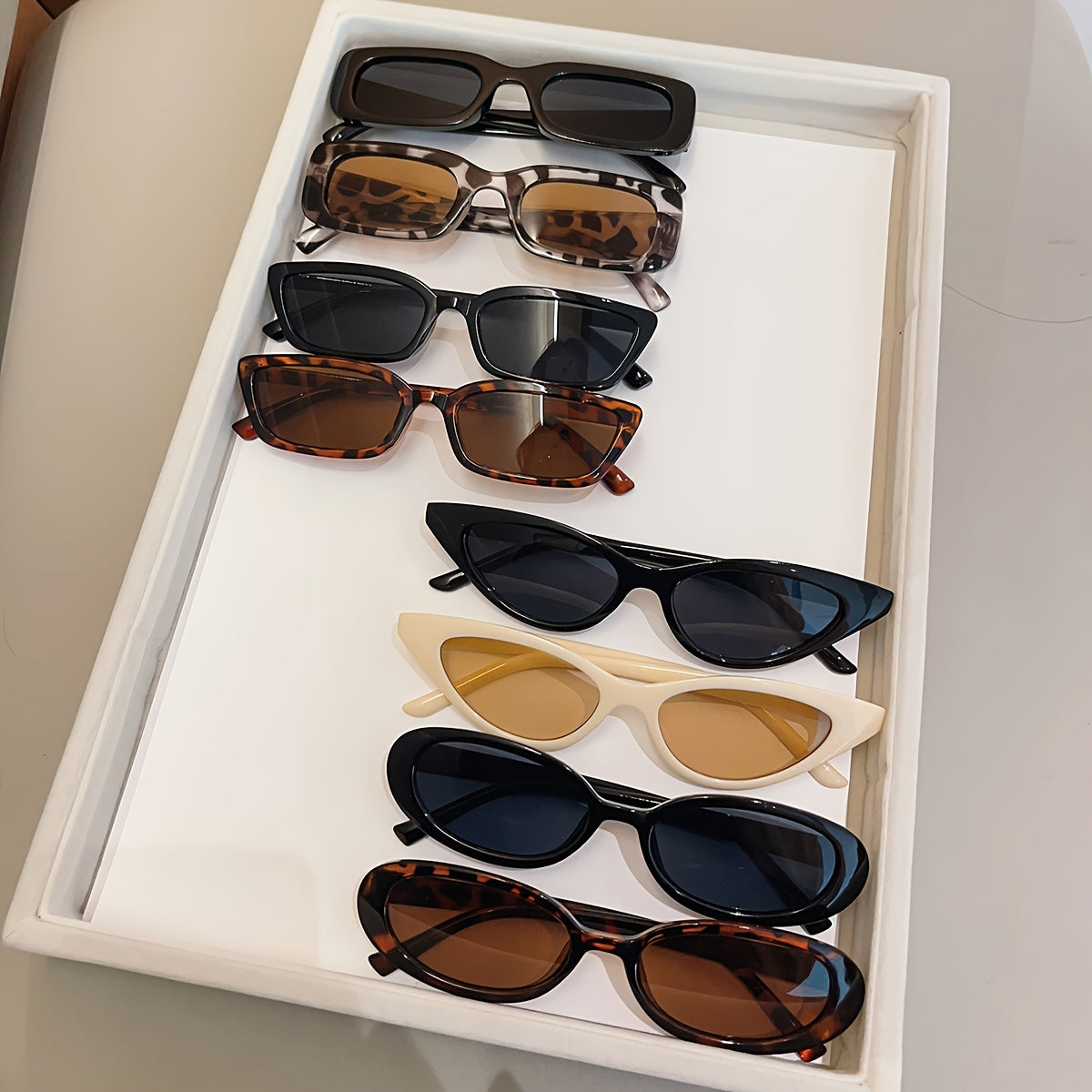 Set of 8 Women's Fashion Glasses in Hot Classic Colors for Street Photography and Parties