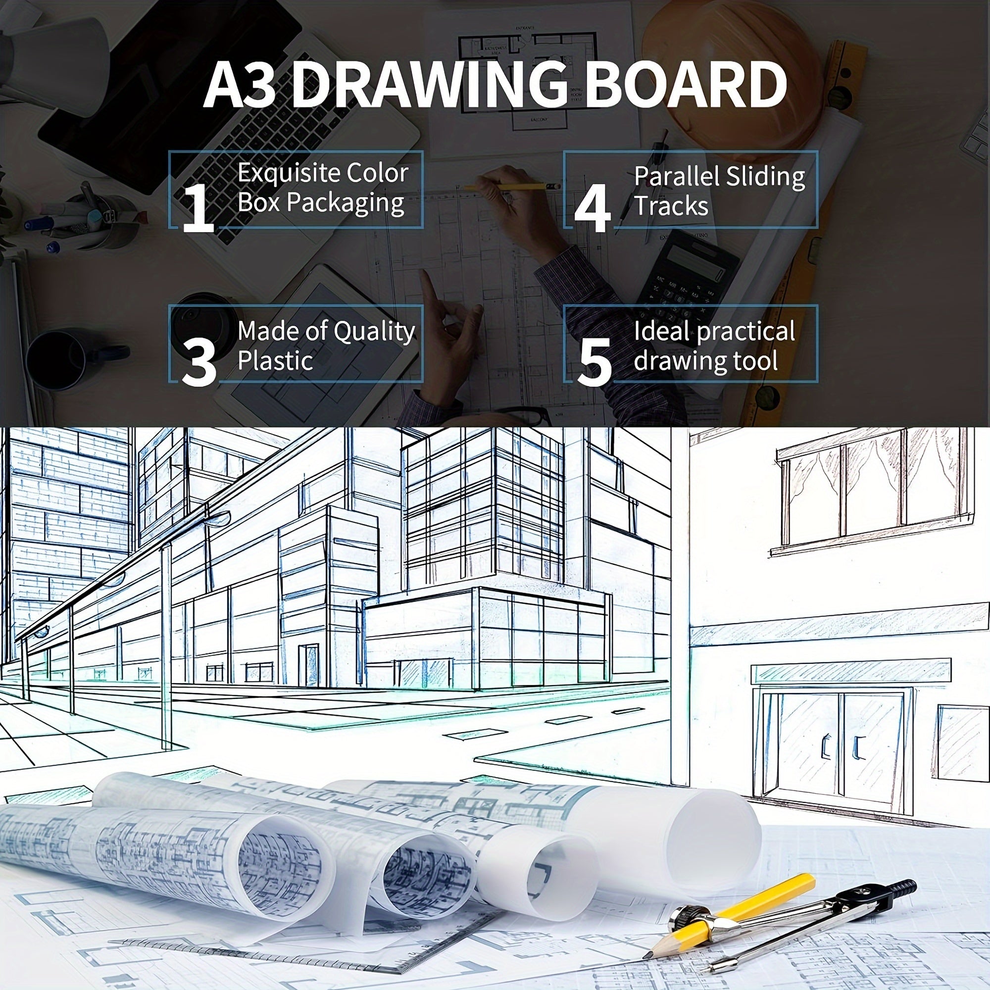 A3 Drawing Board Portable Precision Design and Measurement Tool for Home Office