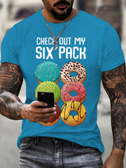 Мужская повседневная футболка с коротким рукавом большого размера с графикой в виде пончика из полиэстера