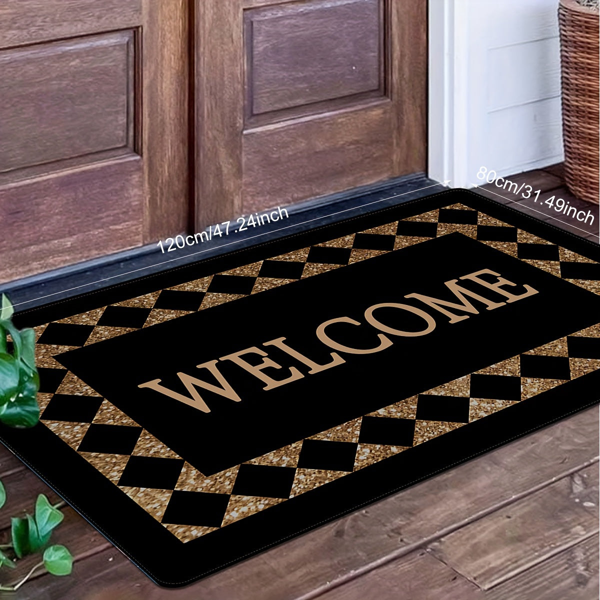 Plaid Doormat Non-Slip Stain-Resistant Entryway Rug for High Traffic Homes