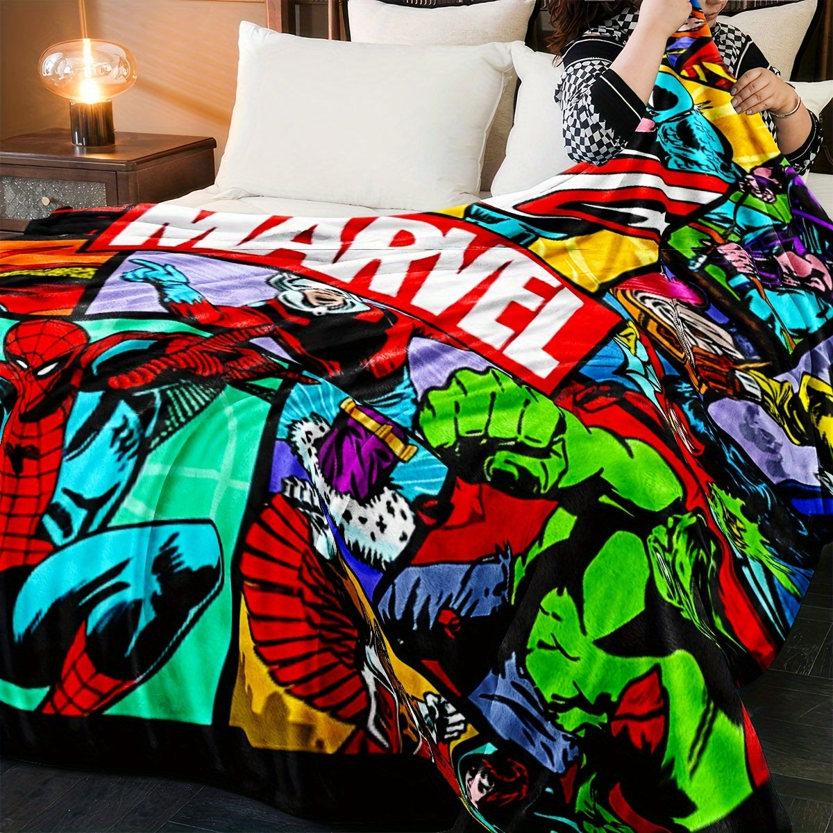 Knit Throw Blanket with Anime Character Design for All Seasons Couch Bed Travel