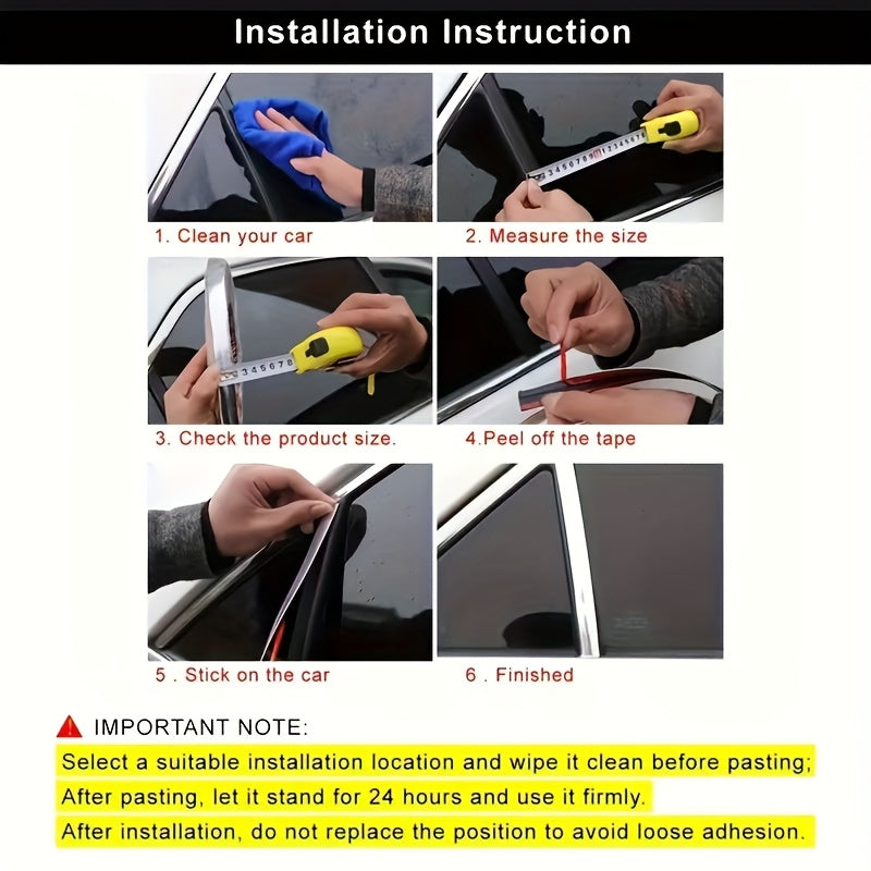 Car Decor Chrome Window Trim Silver Plated Bright Strip