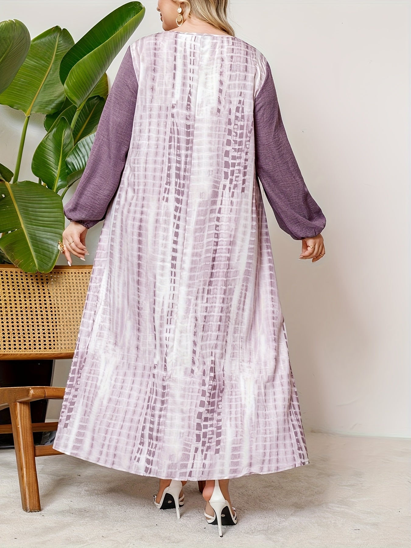 Plus o'lcham ayollar uchun V-yuqa maxi kiyi, kundalik va rasmiy, barcha mavsumlar uchun