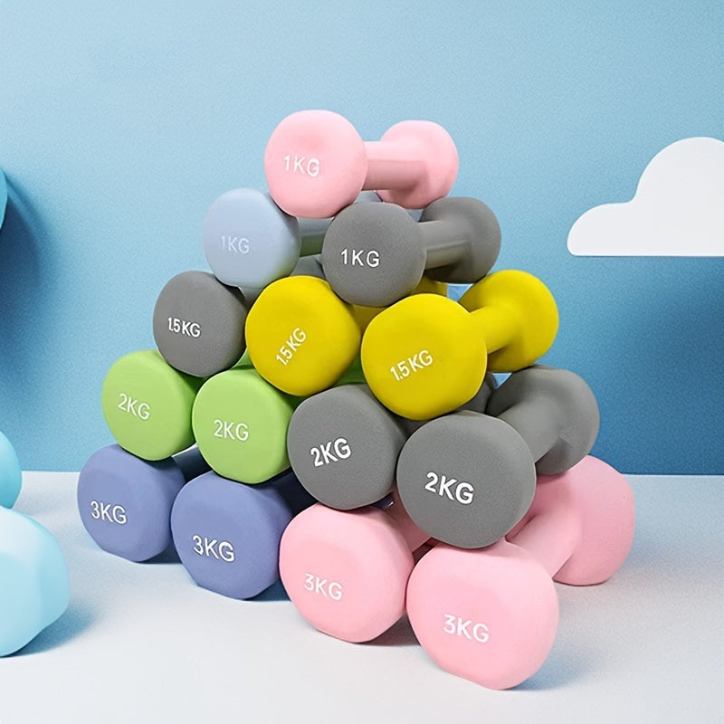 Uy uchun sport zali uchun 2kg qumtaxta temir dumbbell, pushti, ko'k, qora, fitnes uskunalari