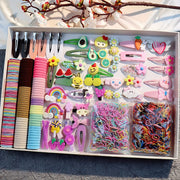 Women's Hair Accessory Set Includes Bowknot Clips Ties Loops for Daily and School Hairstyles