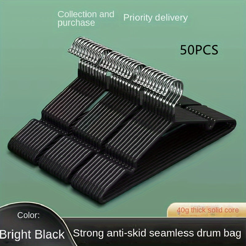 Juego de 50 perchas de ropa con recubrimiento metálico antideslizante para organización de armarios