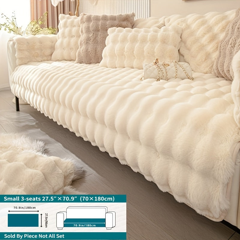 Winter Plush Sofa Cover Anti-Slip Dustproof Slipcover for Couch Living Room Bedroom