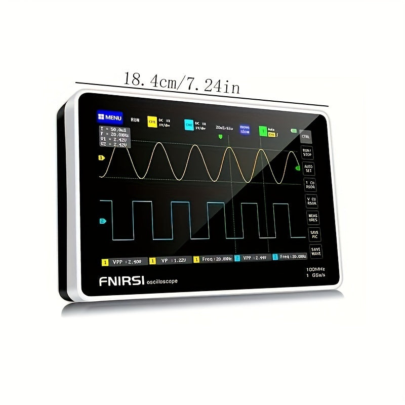 Dual Channel Digital Oscilloscope 7-Inch Touch Screen 100MHz 1GSa/s Battery USB