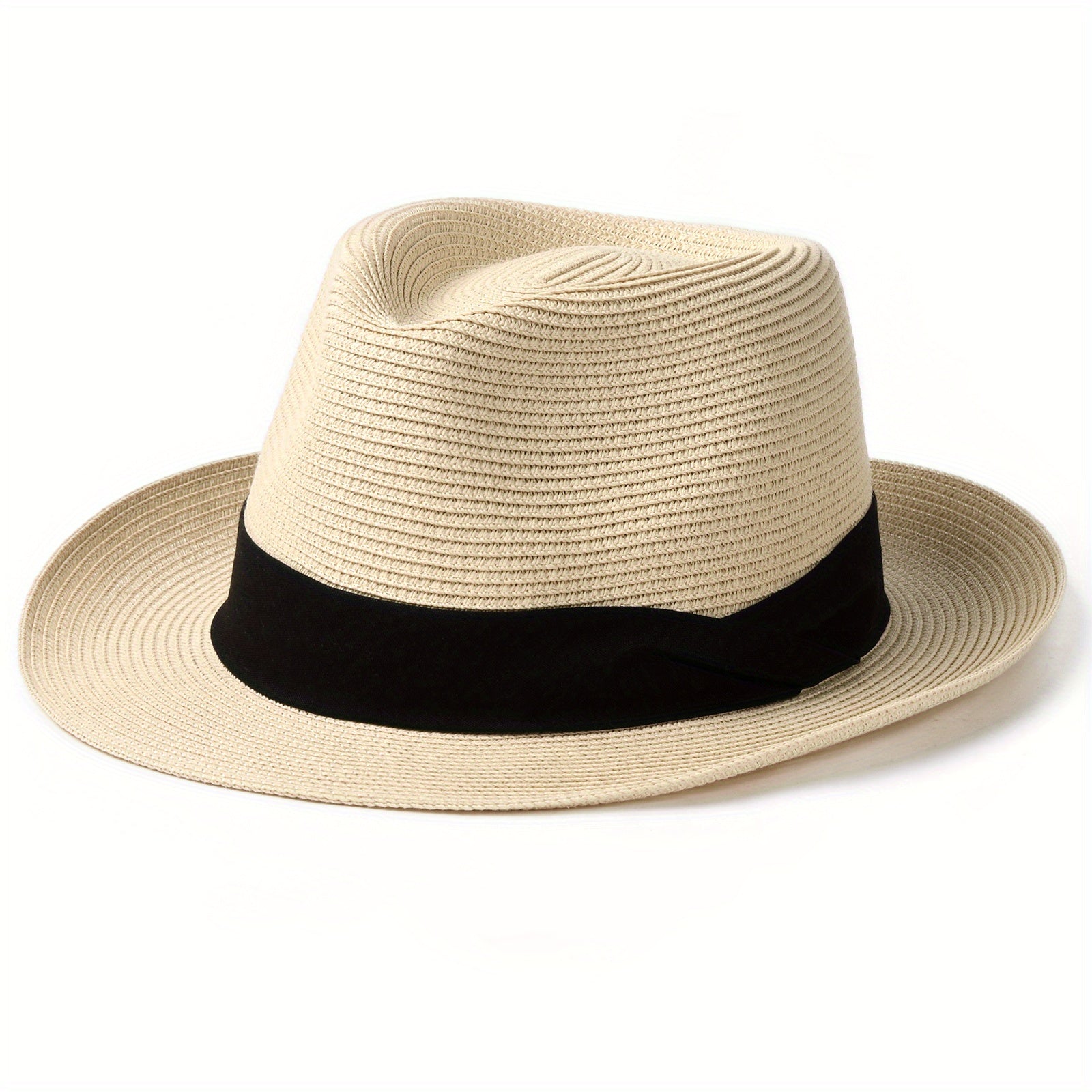 Straw Panama Hat Fedora with Wide Brim Sun Beach Hat for Men Women