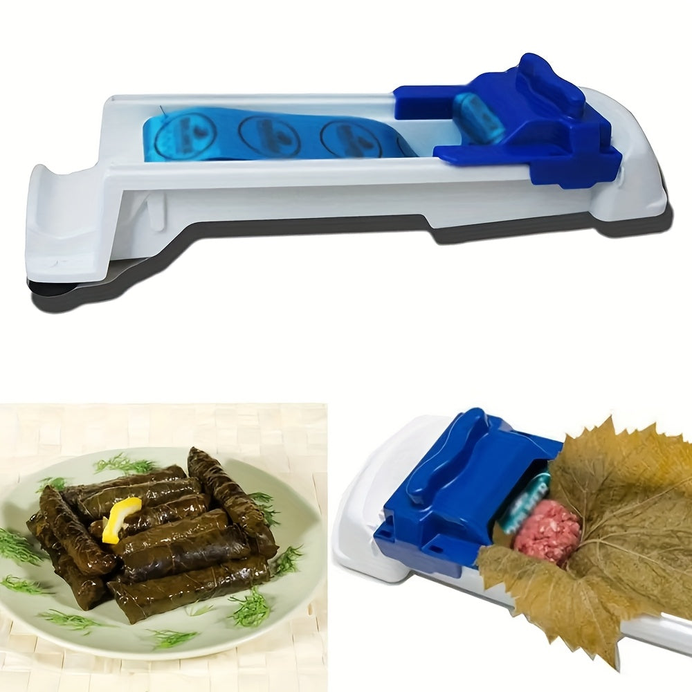 Stainless Steel Sushi Roller Machine for Food Preparation Blue Handle Kitchen Tool