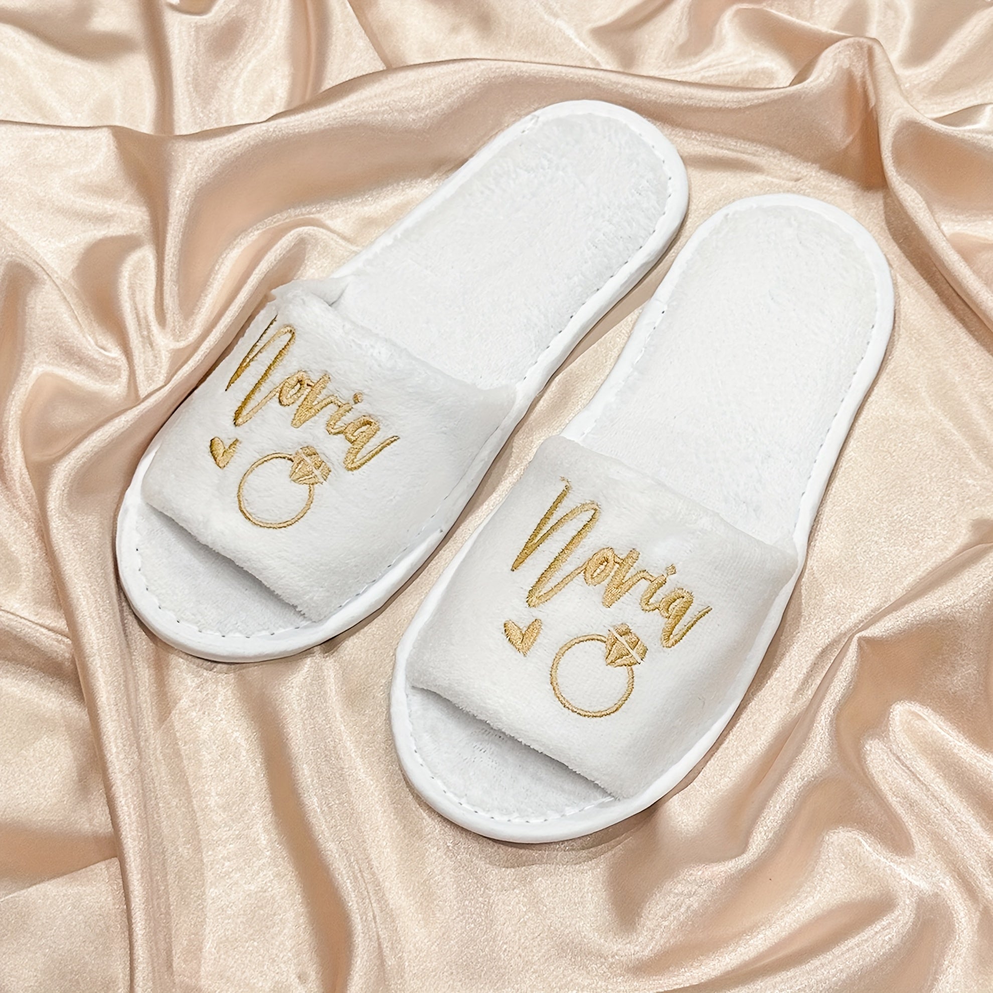Women's Embroidered Slip-On Slippers EVA Sole Indoor Outdoor Wedding Bridesmaid