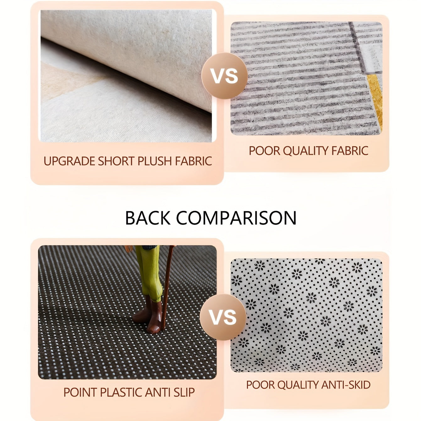 Durable Cartoon Cat Welcome Mat Non-Slip Easy Clean Low Pile Polyester Rug