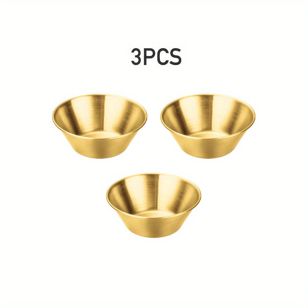 3 чашки для соуса из нержавеющей стали, по 1,5 унции каждая, многоразовые и коммерческого класса для домашнего или ресторанного использования, идеально подходят для закусок или сырных тарелок во время праздников.