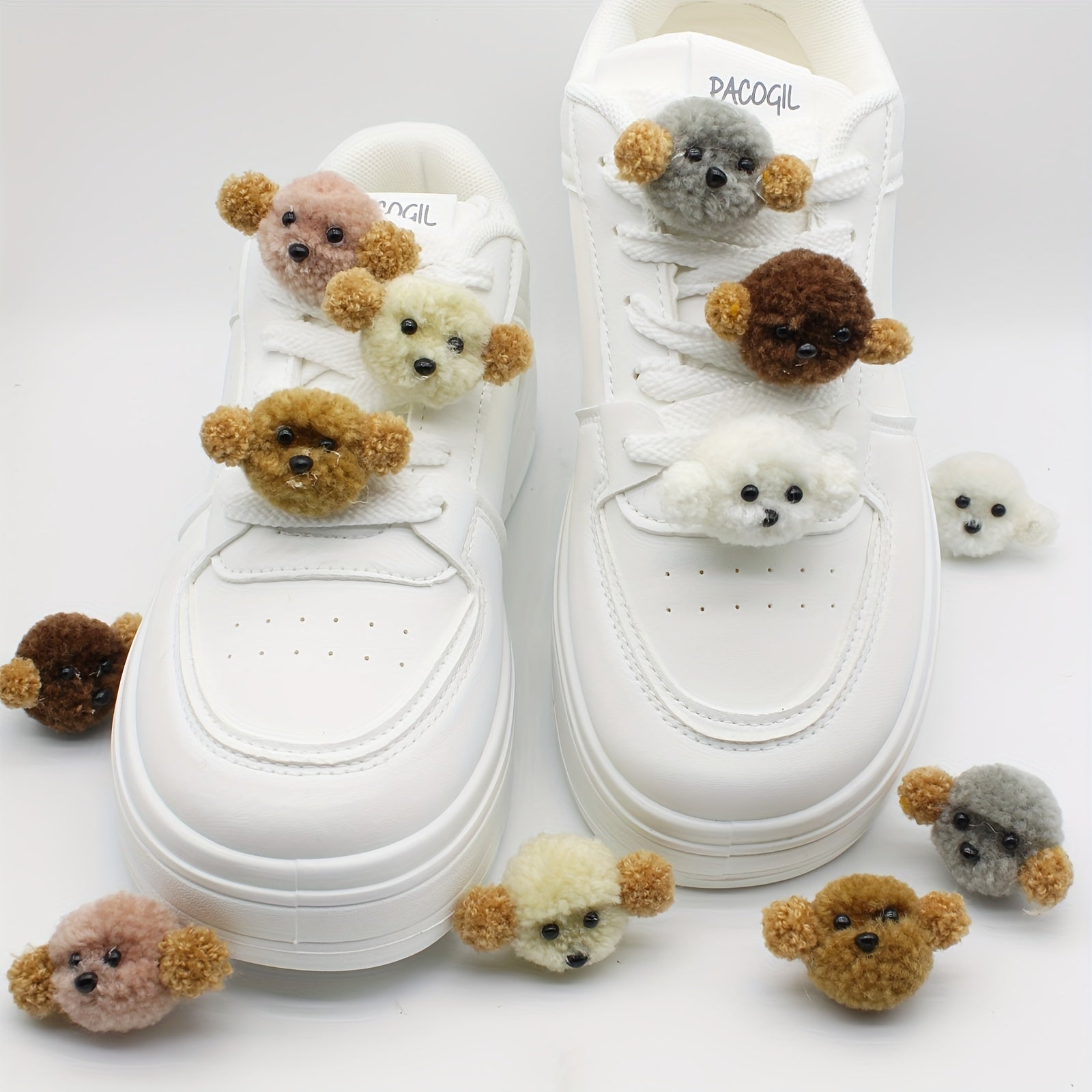 2 dona peluş Teddy it ayaqqoqlari lenti charm'lari hayvonlar uchun oyoq kiyim dekoratsiyalari DIY aksessuarlar uchun