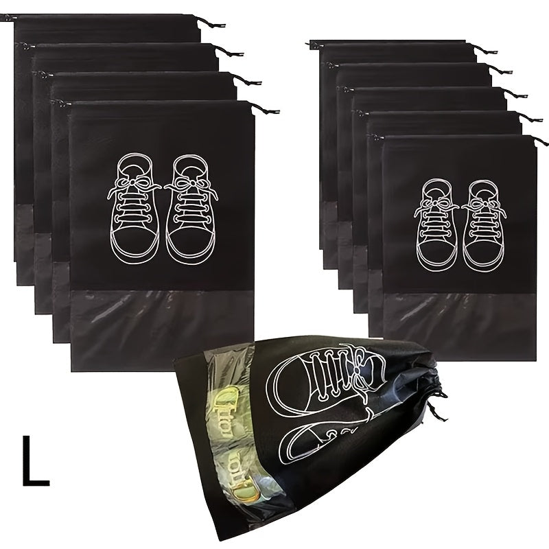 Pink Dustproof Shoe Bags 10 Pack with Drawstring for Travel Home Dorm